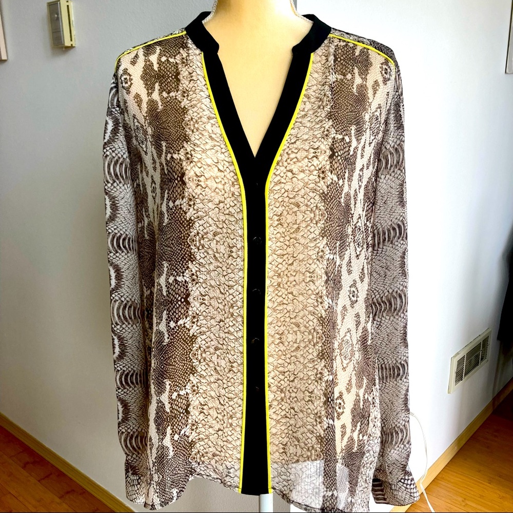 Alfani Snake Print Button-Up Blouse Top Shirt